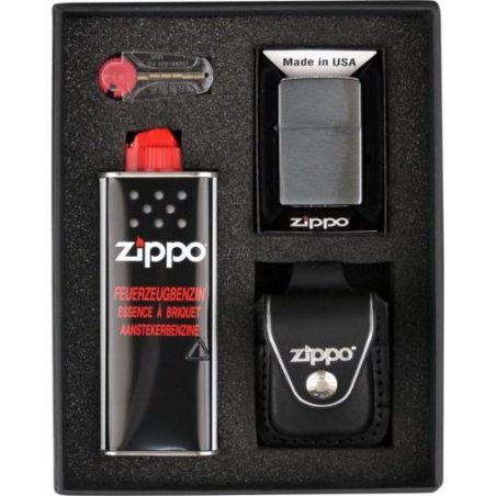 Set bricheta Zippo Chrome Brushed Black