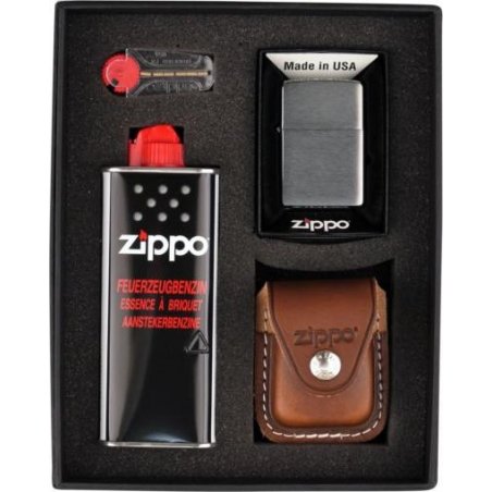 Set bricheta Zippo Chrome Brushed Brown