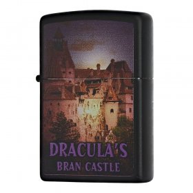 BRICHETA ZIPPO BLACK MATTE LIGHTER ROMANIA - DRACULA BRAN CASTLE cadou