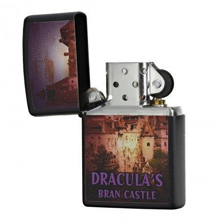 BRICHETA ZIPPO BLACK MATTE LIGHTER ROMANIA - DRACULA BRAN CASTLE cadou
