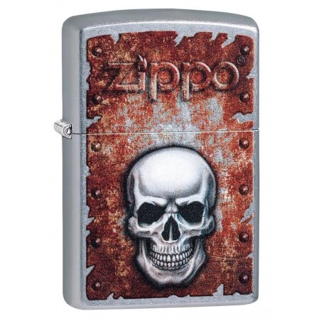 BRICHETA ZIPPO STREET CHROME RUSTED SKULL DESIGN oferta cadou