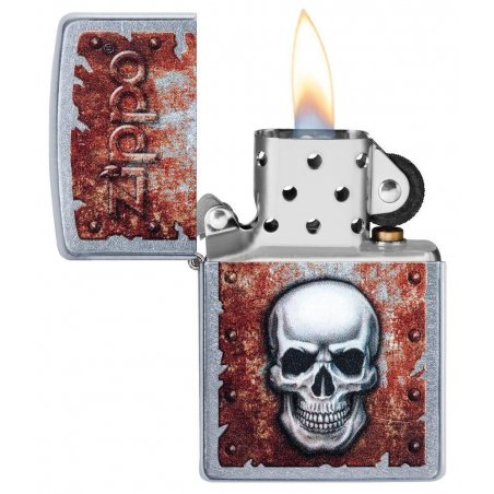 BRICHETA ZIPPO STREET CHROME RUSTED SKULL DESIGN oferta cadou