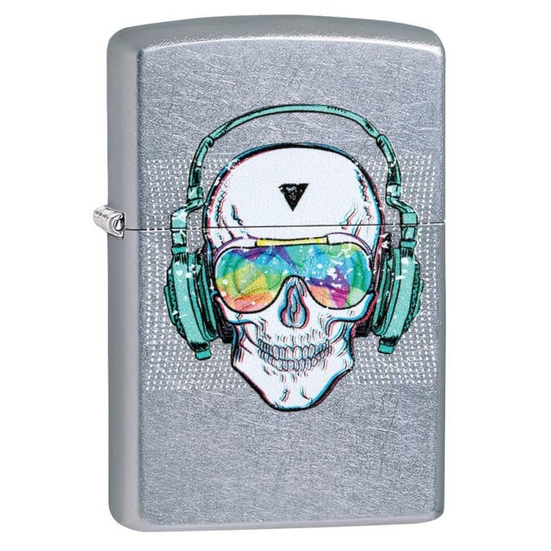 BRICHETA ZIPPO STREET CHROME SKULL HEADPHONE DESIGN oferta cadou