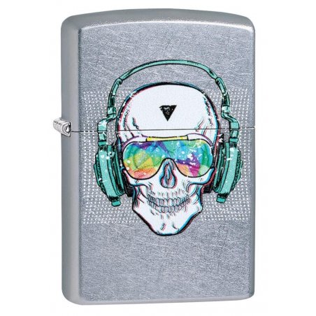 BRICHETA ZIPPO STREET CHROME SKULL HEADPHONE DESIGN oferta cadou