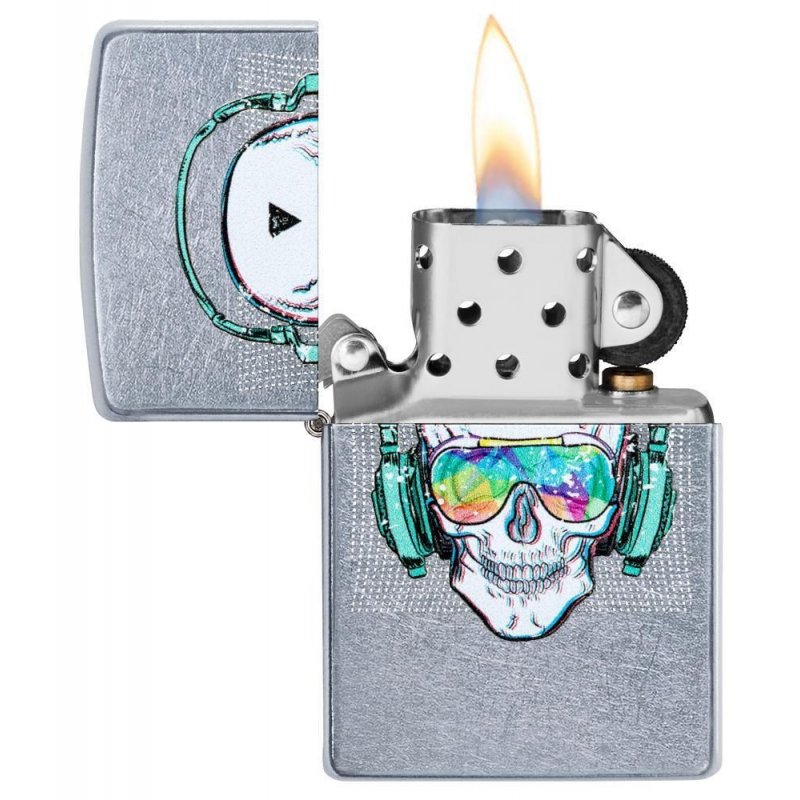BRICHETA ZIPPO STREET CHROME SKULL HEADPHONE DESIGN oferta cadou