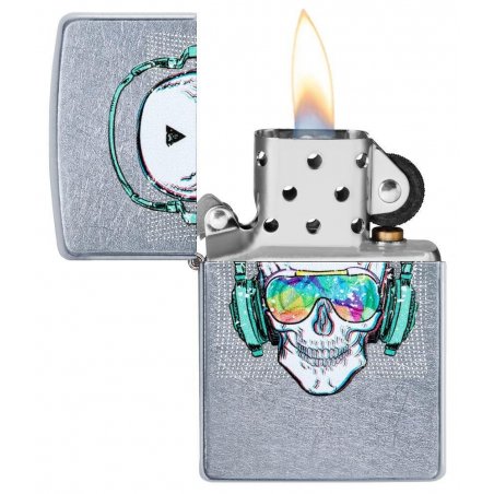 BRICHETA ZIPPO STREET CHROME SKULL HEADPHONE DESIGN oferta cadou
