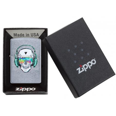 BRICHETA ZIPPO STREET CHROME SKULL HEADPHONE DESIGN oferta cadou