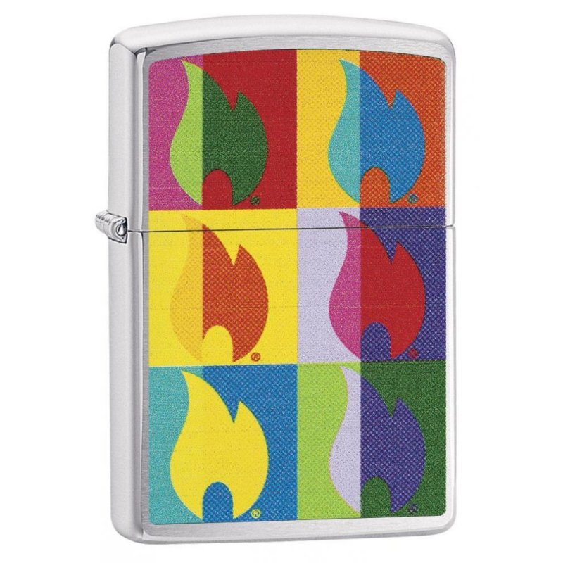 BRICHETA ZIPPO BRUSHED FINISH CHROME ABSTRACT FLAME DESIGN oferta