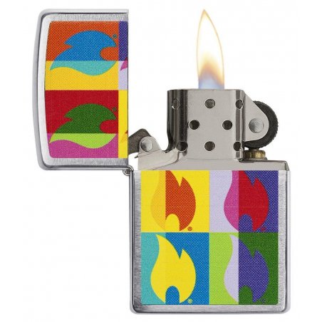 BRICHETA ZIPPO BRUSHED FINISH CHROME ABSTRACT FLAME DESIGN oferta
