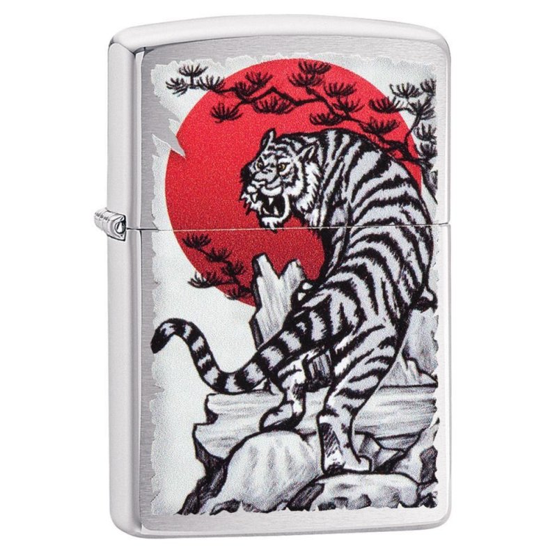 BRICHETA ZIPPO BRUSHED CHROME ASIAN TIGER DESIGN oferta cadou