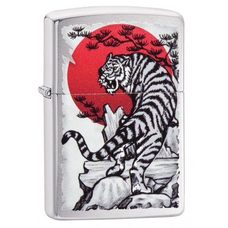 BRICHETA ZIPPO BRUSHED CHROME ASIAN TIGER DESIGN oferta cadou