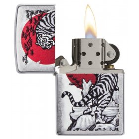 BRICHETA ZIPPO BRUSHED CHROME ASIAN TIGER DESIGN oferta cadou