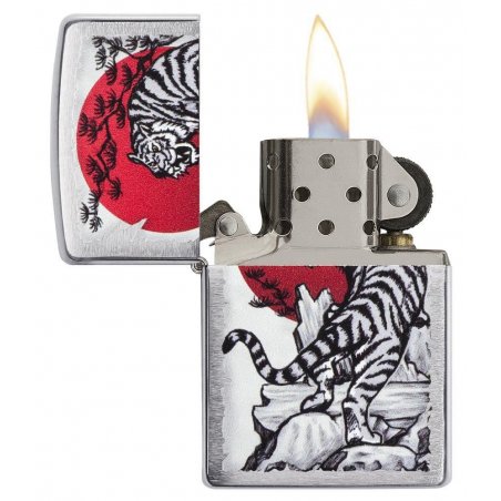 BRICHETA ZIPPO BRUSHED CHROME ASIAN TIGER DESIGN oferta cadou