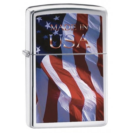 BRICHETA ZIPPO BRUSHED CHROME MADE IN USA FLAG oferta cadou
