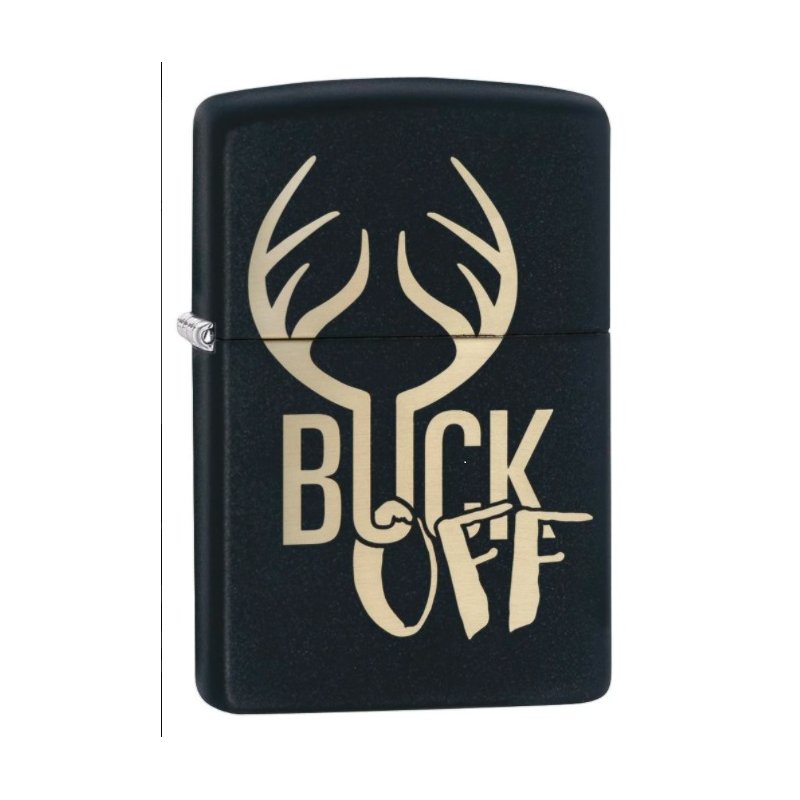 BRICHETA ZIPPO BLACK MATTE LASER ENGRAVE BUCK OFF oferta cadou