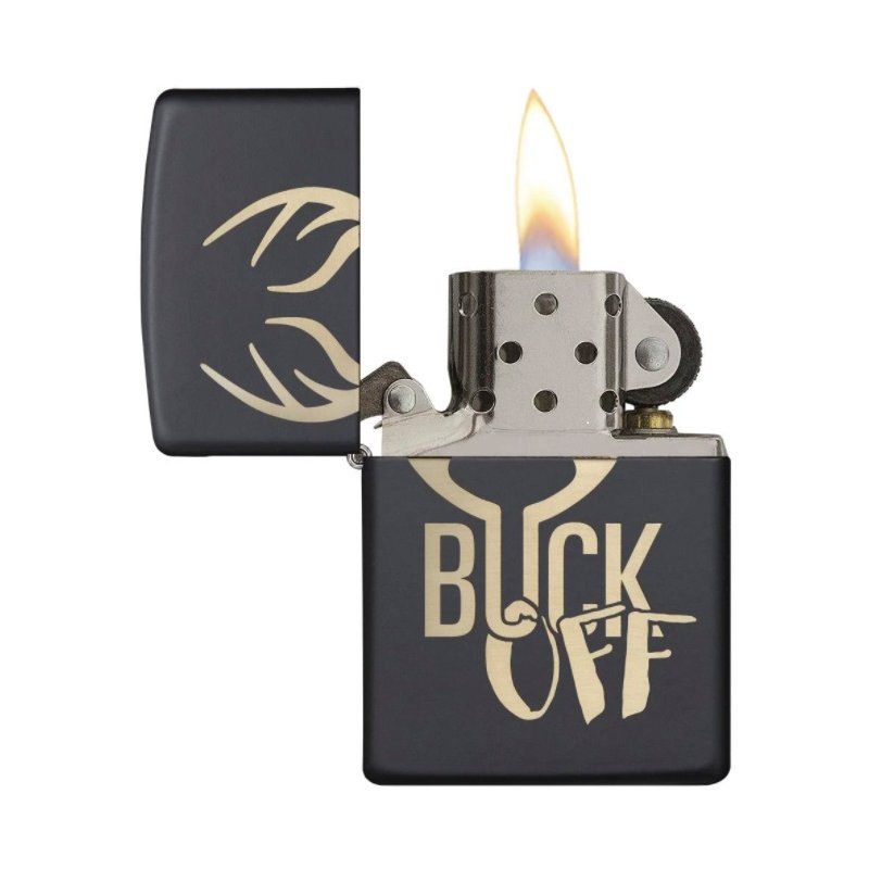 BRICHETA ZIPPO BLACK MATTE LASER ENGRAVE BUCK OFF oferta cadou