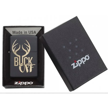BRICHETA ZIPPO BLACK MATTE LASER ENGRAVE BUCK OFF oferta cadou