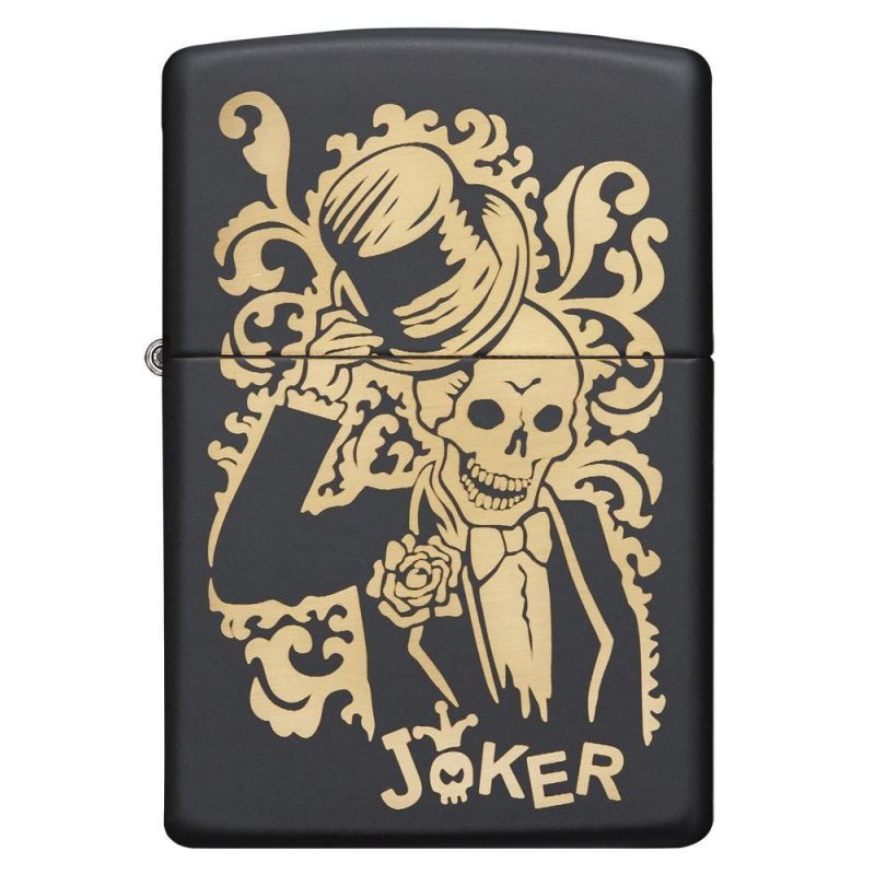 BRICHETA ZIPPO BLACK MATTE LASER ENGRAVE JOCKER oferta cadou reducere
