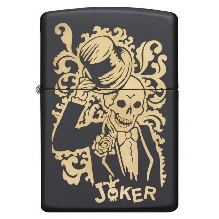 BRICHETA ZIPPO BLACK MATTE LASER ENGRAVE JOCKER oferta cadou reducere
