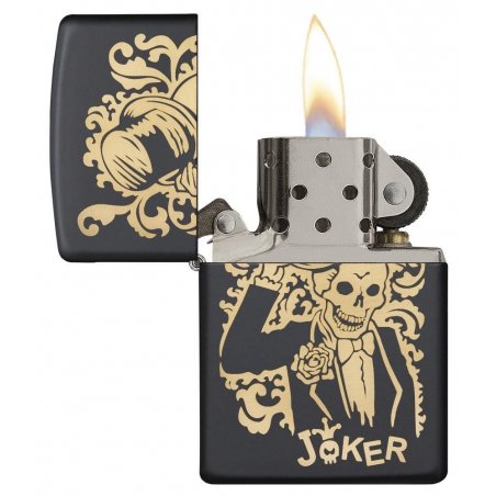 BRICHETA ZIPPO BLACK MATTE LASER ENGRAVE JOCKER oferta cadou reducere