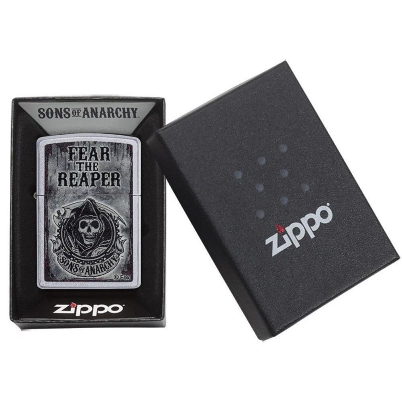 BRICHETA ZIPPO SATIN CHROME SONS OF ANARCHY oferta cadou reducere