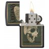 BRICHETA ZIPPO BLACK MATTE LEGENDARY SKULL DESIGN oferta cadou