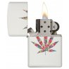 BRICHETA ZIPPO WHITE MATTE FLORAL WEED DESIGN oferta cadou reducere