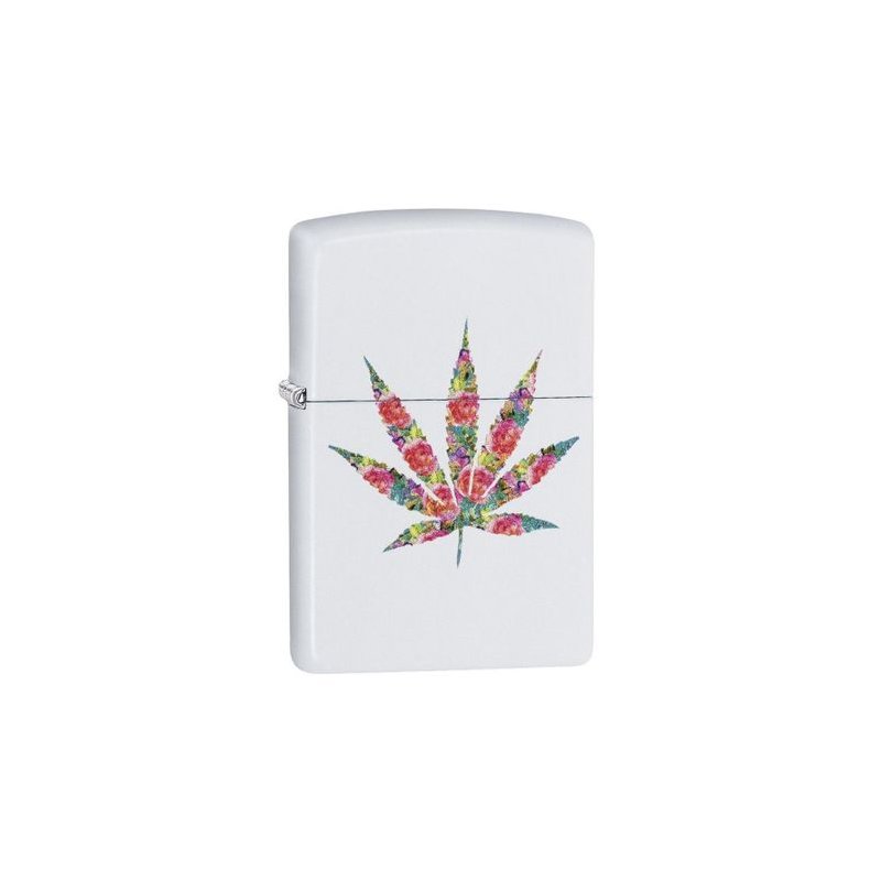 BRICHETA ZIPPO WHITE MATTE FLORAL WEED DESIGN oferta cadou reducere