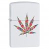 BRICHETA ZIPPO WHITE MATTE FLORAL WEED DESIGN oferta cadou reducere