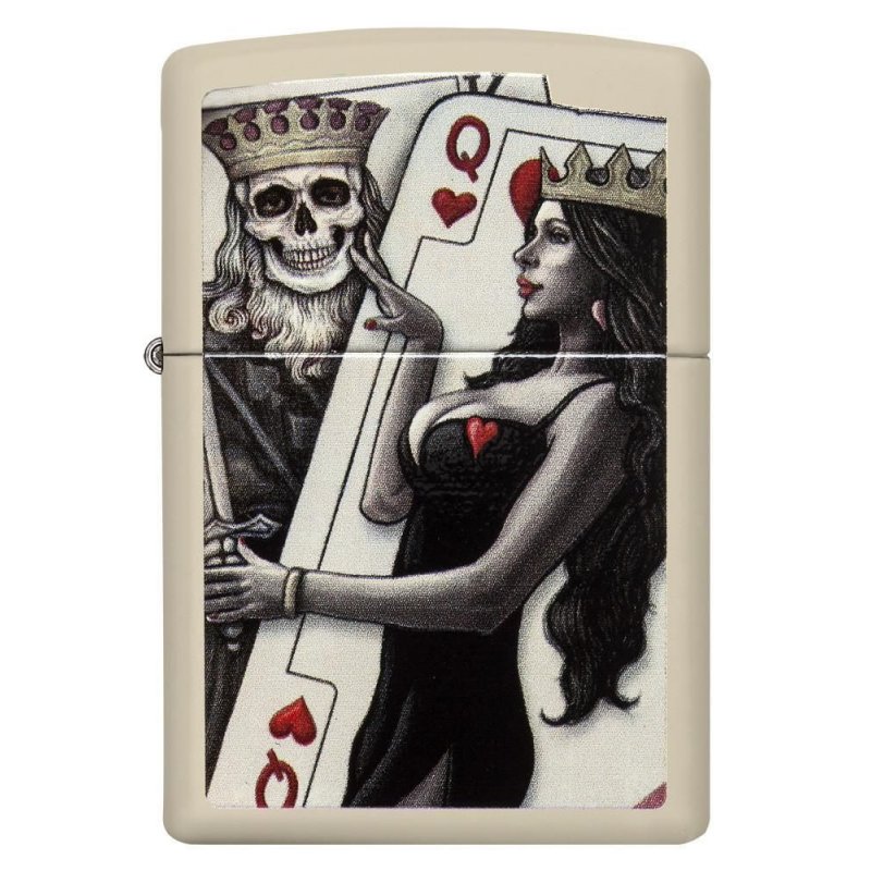 BRICHETA ZIPPO CREAM MATTE SKULL, KING, QUEEN BEAUTY oferta cadou
