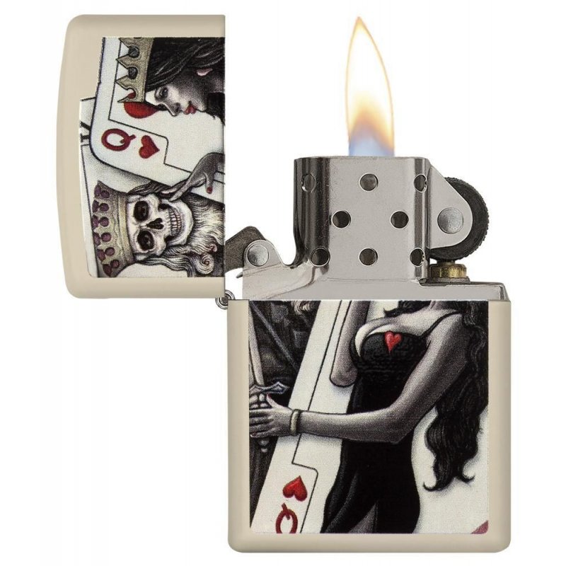 BRICHETA ZIPPO CREAM MATTE SKULL, KING, QUEEN BEAUTY oferta cadou