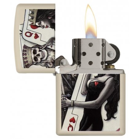 BRICHETA ZIPPO CREAM MATTE SKULL, KING, QUEEN BEAUTY oferta cadou