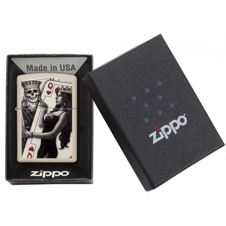 BRICHETA ZIPPO CREAM MATTE SKULL, KING, QUEEN BEAUTY oferta cadou