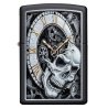 BRICHETA ZIPPO BLACK MATTE COLOR SKULL CLOCK DESIGN oferta cadou