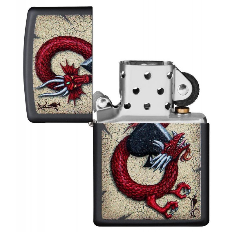 BRICHETA ZIPPO BLACK MATTE DRAGON ACE DESIGN oferta cadou reducere