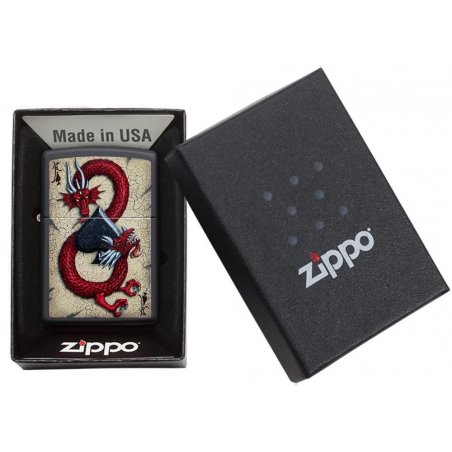 BRICHETA ZIPPO BLACK MATTE DRAGON ACE DESIGN oferta cadou reducere