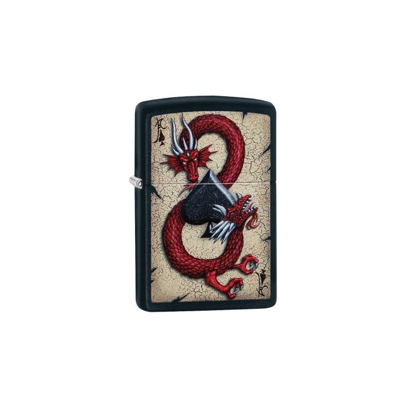 BRICHETA ZIPPO BLACK MATTE DRAGON ACE DESIGN oferta cadou reducere