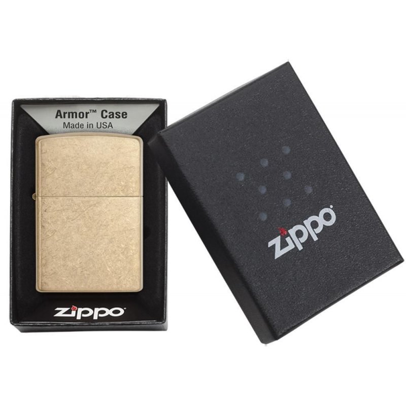 BRICHETA ZIPPO ARMOR TUMBLED BRASS oferta cadou reducere
