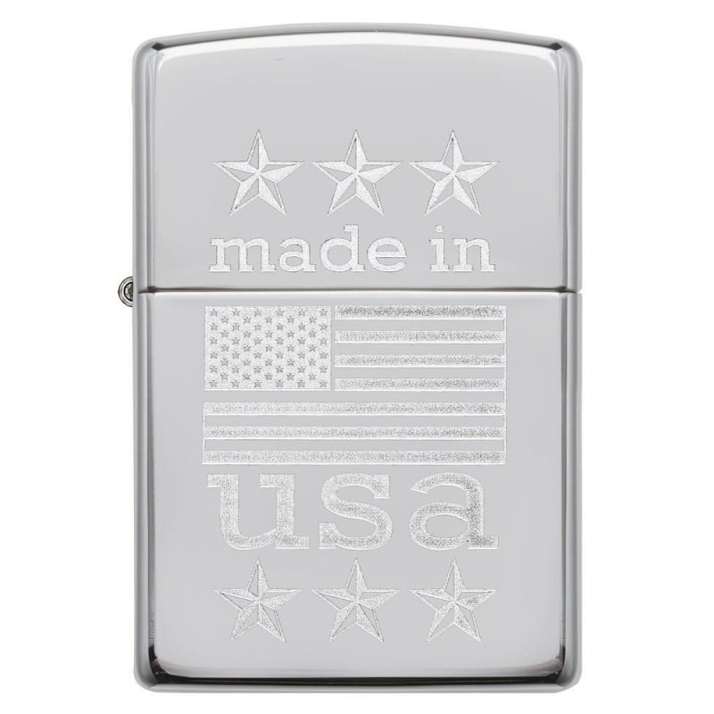 BRICHETA ZIPPO HIGH POLISH CHROME LUSTRE MADE IN USA WITH FLAG oferta