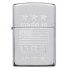 BRICHETA ZIPPO HIGH POLISH CHROME LUSTRE MADE IN USA WITH FLAG oferta