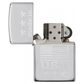 BRICHETA ZIPPO HIGH POLISH CHROME LUSTRE MADE IN USA WITH FLAG oferta