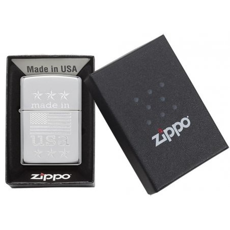 BRICHETA ZIPPO HIGH POLISH CHROME LUSTRE MADE IN USA WITH FLAG oferta