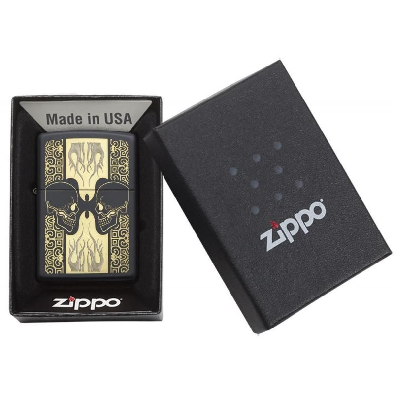 BRICHETA ZIPPO BLACK MATTE SKULLS oferta la brichete marca zippo