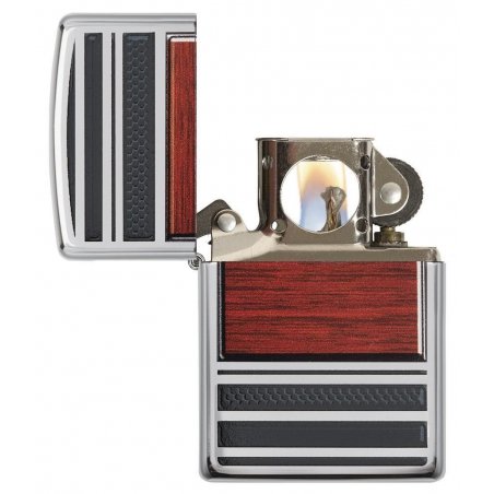 BRICHETA ZIPPO HIGH POLISH CHROME PIPE WOOD DESIGN oferta zippo