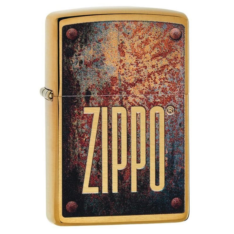 BRICHETA ZIPPO BRUSHED BRASS RUSTY PLATE DESIGN oferta bricheta zippo
