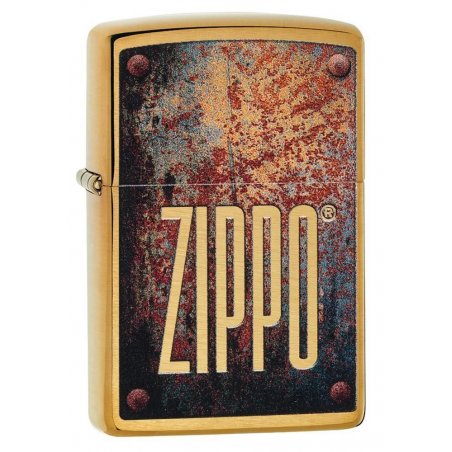 BRICHETA ZIPPO BRUSHED BRASS RUSTY PLATE DESIGN oferta bricheta zippo