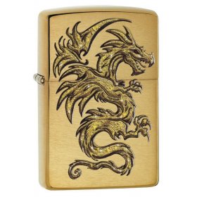 BRICHETA ZIPPO BRUSHED BRASS DRAGON DESIGN oferta bricheta zippo