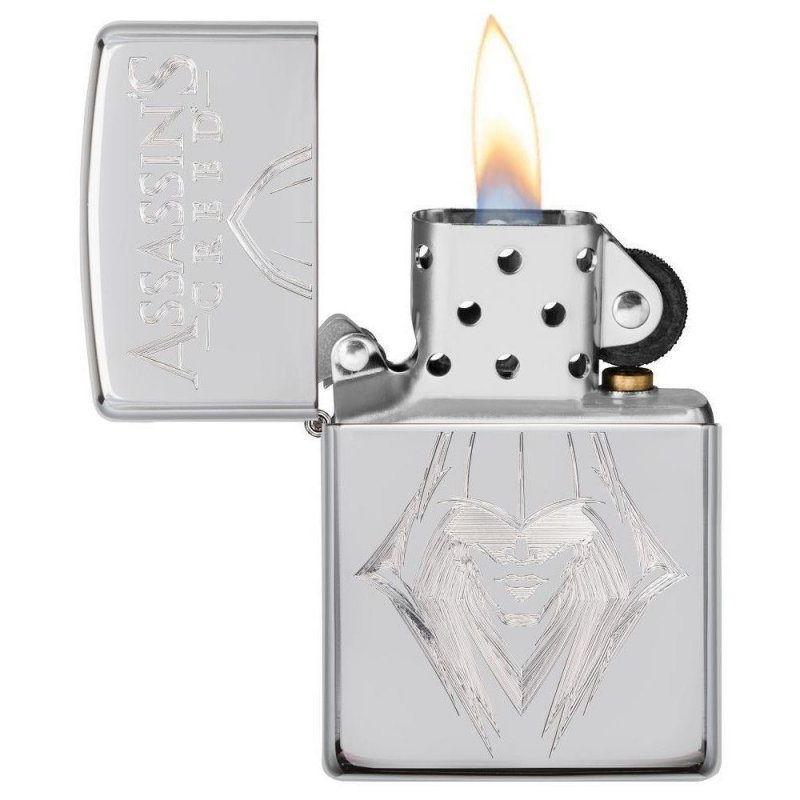 BRICHETA ZIPPO HIGH POLISH CHROME ASSASSIN'S CREED-HOODED FIGURE cadou