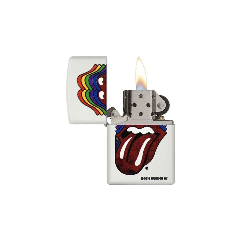 BRICHETA ZIPPO WHITE MATTE COLOR ROLLING STONES rducere marca zippo