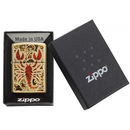 BRICHETA ZIPPO HIGH POLISH BRASS FUSION SCORPIO de vanzare in oferta